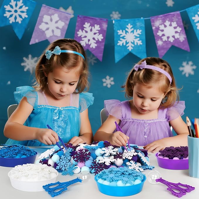 209 Pcs Winter Sensory Bin Items Winter Snowflake Counting Sorting Sensory Bin Filler Fine Motor Toys Frozen Snowflake Counts Winter Xmas Counting Toys for Preschool Education Activities