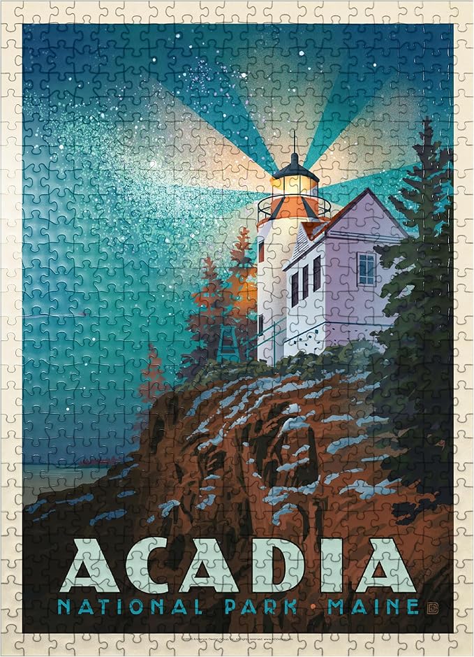 MyPuzzle Acadia National Park: Lighthouse at Night - Premium 500 Piece Jigsaw Puzzle for Adults
