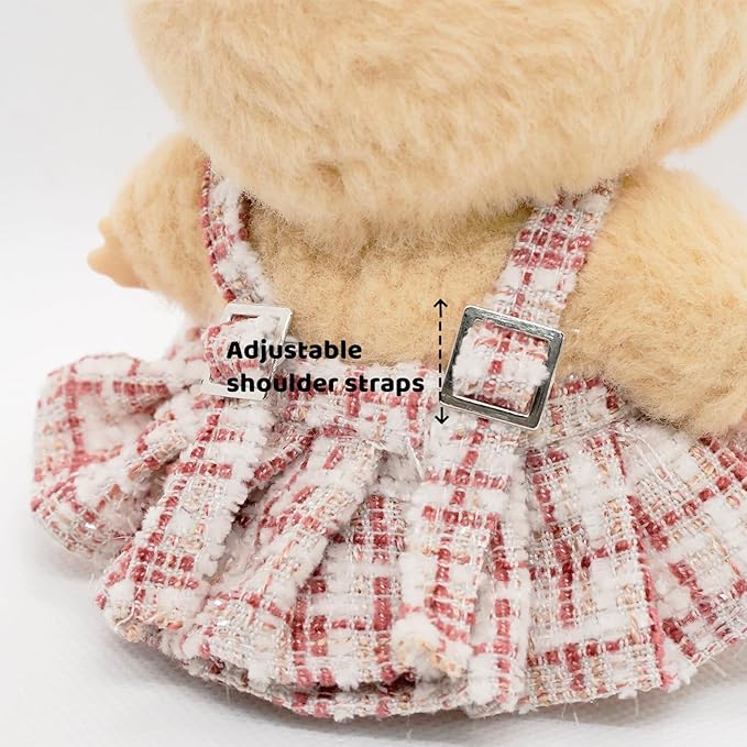 Doll Clothes for 17cm Dolls, Premium Handmade Fashion Clothes 3 Piece Set Including a Bag, Clothes and Bow with High-End Dolls Accessories for Play & Display - Red (No Doll No Logo)