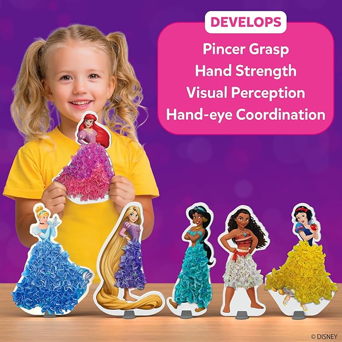 Skillmatics Poke-in Art - Disney Princesses, Mess-Free Fun for Kids, DIY Wood Craft Kits, Creative Christmas Gifts for Girls Ages 4, 5, 6, 7, 8, 9, Includes Cinderella, Ariel, Moana, Rapunzel & More