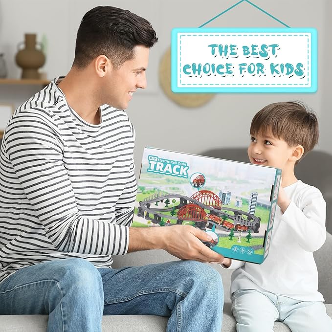 Train Sets for Toddlers, 128 Pcs Trains Toy with Battery Operated & Tracks (Magnetic Connection), Compatible with Thomas, Brio, Christmas Toy Gifts for 3 4 5 6 7 8 Years Old (Forest)