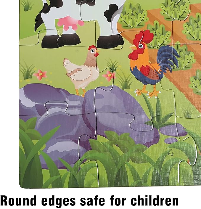 Farm Floor Puzzle for Kids 3-5: Educational Jigsaw Farm Scene - 48-Piece Large Puzzle 36 x 24 inches for Toddlers Learning Education Gift Family Activities