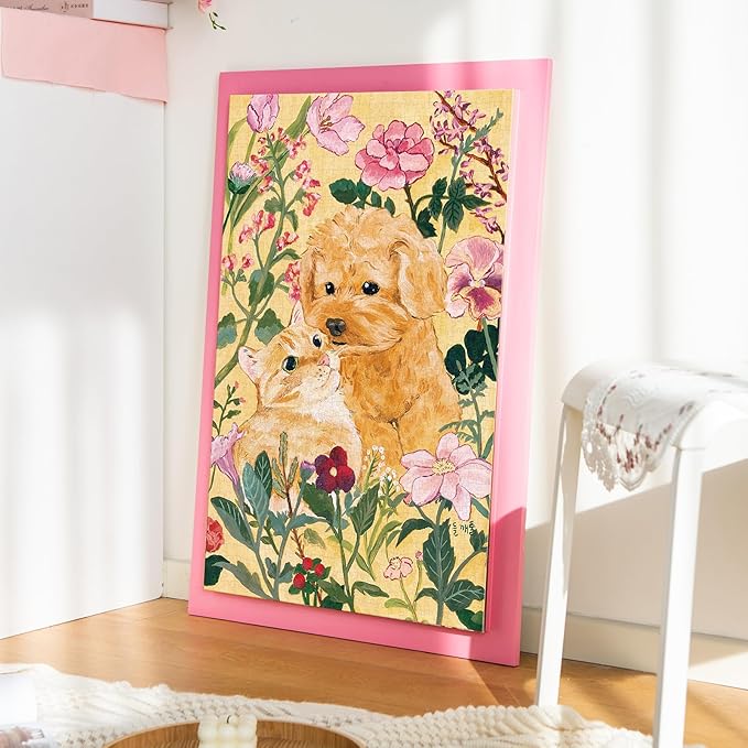 MOMIBOOK Puzzles for Adults 1000 Pieces Jigsaw Puzzles of Dog Cat Soft Hug, Touch Film Painting Image Difficult Challenging Hard Impossible Puzzle Unique Funny Party Christmas Birthday Gifts