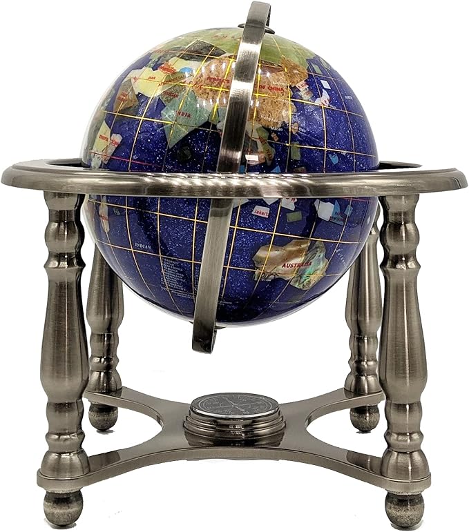 Unique Art Since 1996 150 GB CRY Gemstone Globe, Blue Crystallite Silver,150 GB BLUE CRY SILVER