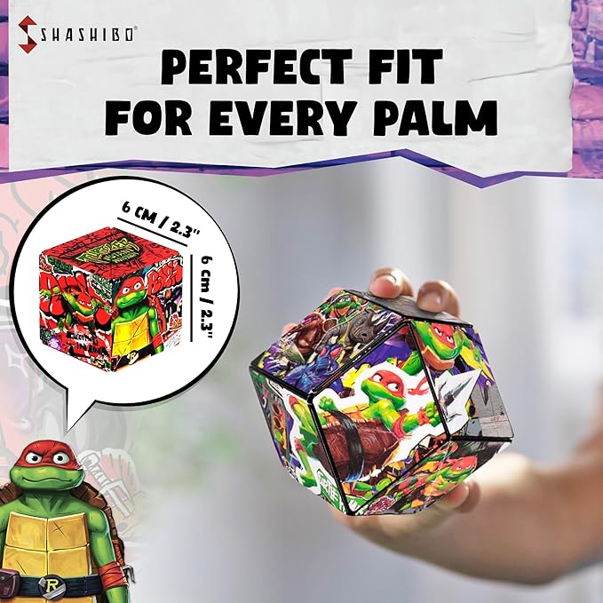 SHASHIBO Teenage Mutant Ninja Turtles Shape Shifting Box - STEM Magnetic Fidget Cube That Transforms Into Over 70 Shapes, Download Fun in Motion Toys Mobile App (Raphael)
