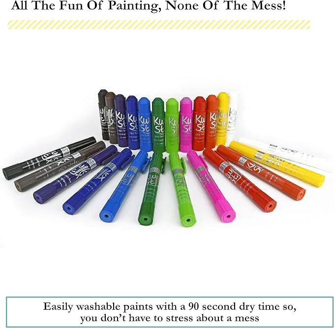 Kwik Stix Solid Tempera Paints, Thin Stix Paint Pens, Super Quick Drying, 12 Classic Colors for Children - 12 Pack - TPG-608