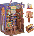 MOMIBOOK Book Nook Kit 153 Pcs DIY Miniature Dollhouse Kit for Adults, 3D Wooden Puzzle Mini Booknook Bookend Bookshelf Decor, Tiny House Model, Party Christmas Birthday Gifts, Fingertip Magic Cabin