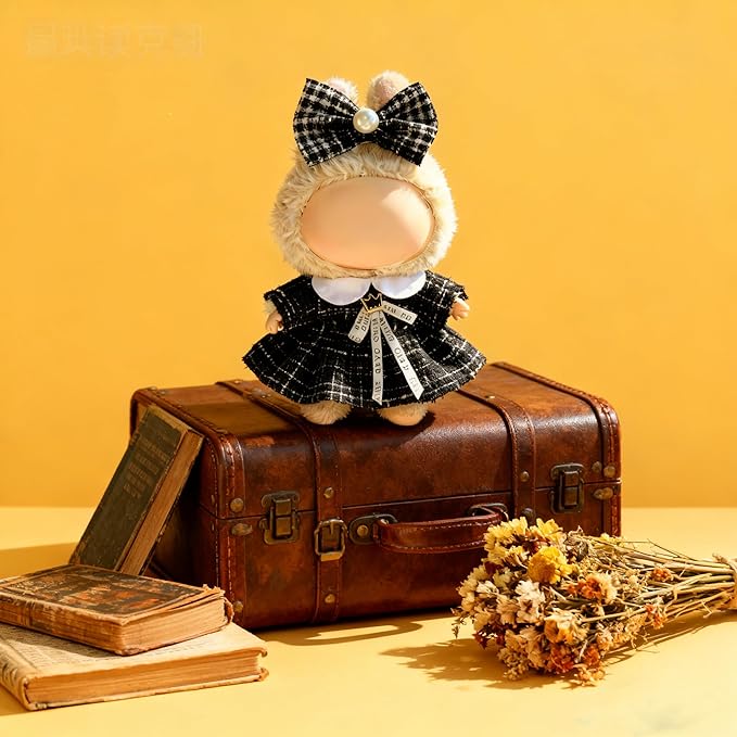 Clothes for LABUBU 17cm Doll (NO Doll), Outfit for LABUBU, Dress and Hairpin Set for LABUBU Dress Up, Fashion and Premium Dolls Accessories for LABUBU (Style Q)