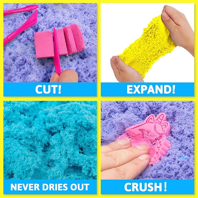 Colorful Stretchy Sensory Sand Kit,Value Pack of 5 Colored Moldable Play Sand for Kids,Bulk Refill for Sensory Bin,Sensory Toys for Molding,Perfect Travel Toys for Girls and Boys Ages 3+