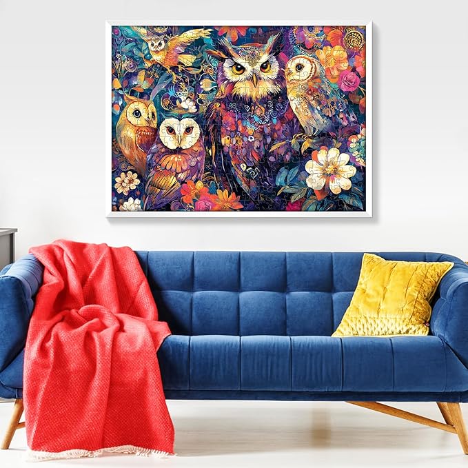 300 Pieces Owl Puzzle for Adults, Bird Puzzle 300 Pieces Recycled Cardboard Jigsaw Puzzles for Adults, Family Challenging Game Home Decor Gift Toy for Teens Kids Seniors 20.5×15 in