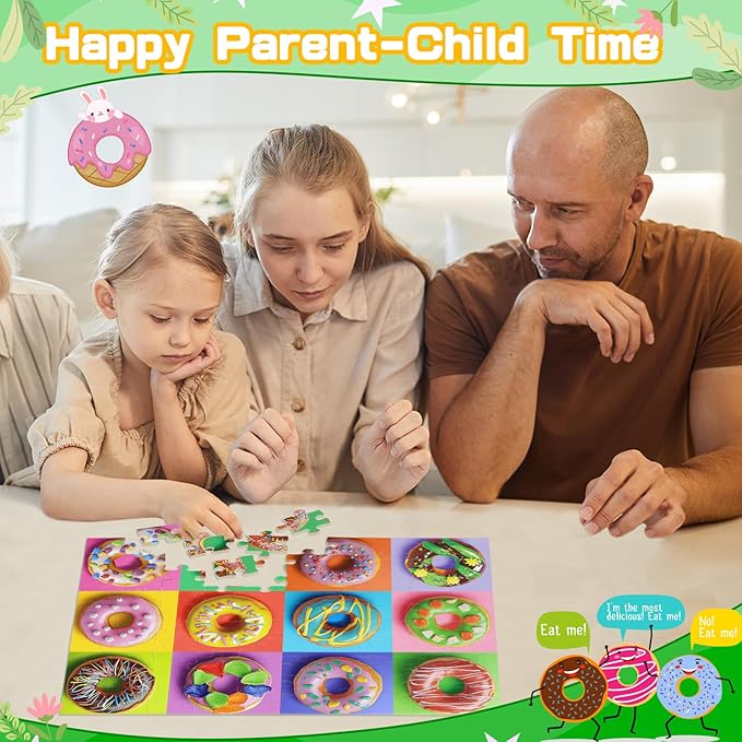 4 Packs 100 Piece Puzzles for Kids Ages 4-6 6-8 8-10, Dogs Cats Cupcakes Donuts Educational Jigsaw Puzzles, Kids Puzzles 4-6 Gifts for Girls Boys