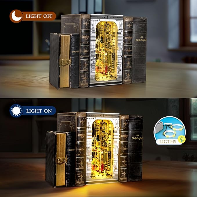 Reobrix Bookend Building Set with Light, Star Planet Book Nook Building Kit 66030, Bookshelf Home Decor, 2879 PCS Booknook Model Toy Kit, Gift for Adults