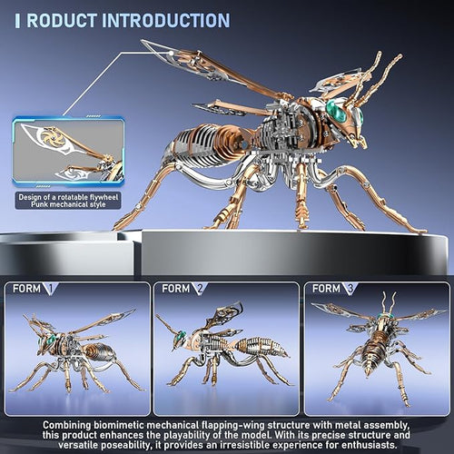 3D Puzzles for Adults, Bumblebee Metal Assembly Jigsaw Game with Steel Mechanical Engineering, Advanced DIY Crafts for Relief & Collection(Rose-Gold)
