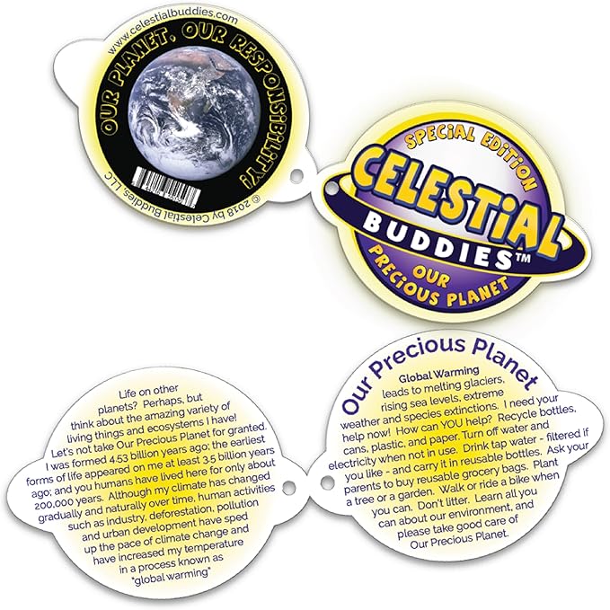 Celestial Buddies Our Precious Planet | 16" Soft Stuffed Plush, Fun Planet Facts & Climate Change Tag for Kids – STEM Learning, Educational Gift, Classroom & Homeschool Science Space Astronomy | 0+