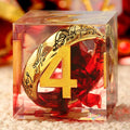 Ring DND Dice Set Sharp Edge DNDND 7-Piece Swirl Resin Blood Red Dice with Magic Lord Ring Inside for Dungeons & Dragons -Dragon Box Gifts