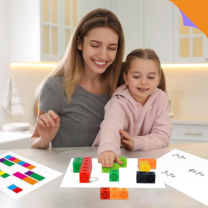 SpriteGru 200PCS Math Linking Cubes, Connecting and Counting Snap Blocks for Early Learning, Educational Toy for Preschool, Kindergarten, Homeschool