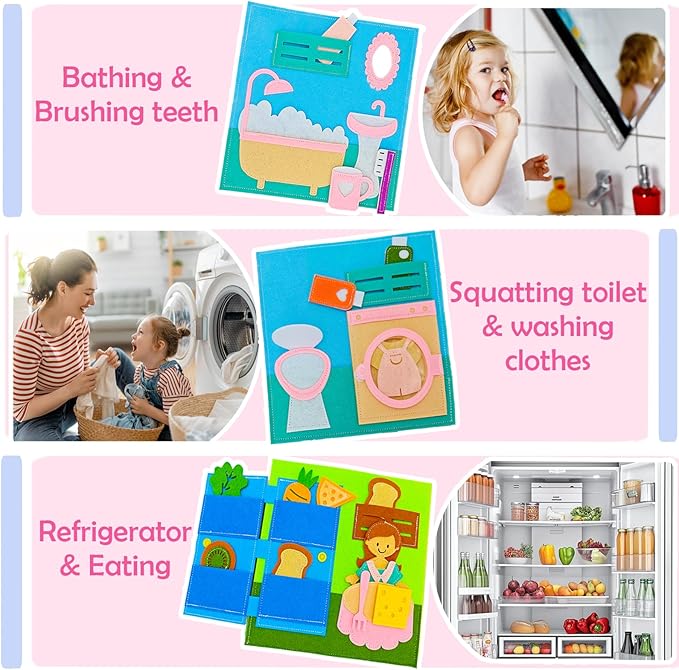 Montessori Busy Book for Toddlers 3-5 Quiet Book Activity Learning Travel Toys for Toddlers Ages 3-5-7 Girls Gift