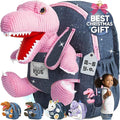 Naturally KIDS Pink Dinosaur Toys for Girls, Dinosaur Gifts for Girls 2-5 Year Old, Toddler Backpack