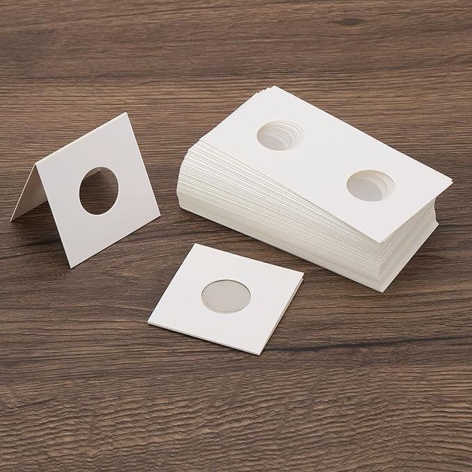 PATIKIL 2x2 Coin Flips, 350 Pack 33mm Cardboard Coin Holder Paper Coin Holders for Coin Collection Supplies Collector, White