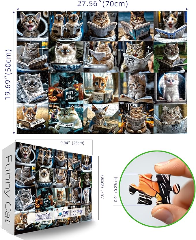 Fun Cats Puzzle - 1000 Piece Jigsaw Puzzle for Adults - Premium Quality Family Activity Challenging Puzzle Perfect for Game Nights - Puzzles Finished Size is 27.6 x 19.7 Inches