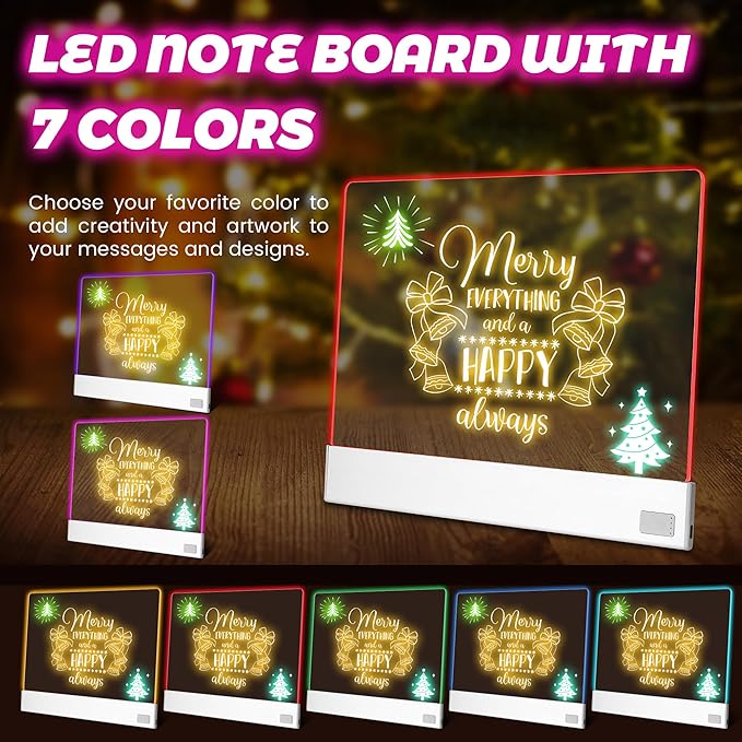 Doodle Glow, Led Drawing Board for Kids Aged 3 Above (Rechargeable Style),13.2"X10",7 Colors Doodle Glow Drawing Board, Include Led Board with Stand, 12 Markers, USB Cable