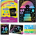 Scratch Art for Kids: 16 Pack Rainbow Scratch Paper Party Favors - Art Crafts Notebook Suitable for Birthday Gifts/School Crafts Kit/Classroom Prizes for Girls and Boys Aged 4-12