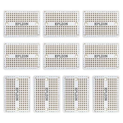 Solderable Breadboard Mini PCB Board Gold-Plated Solder Breadboard for DIY Electronics Projects Apply to Soldering Projects 2.0"x1.5" Mixed Color(Pack of 10 Pcs,White)