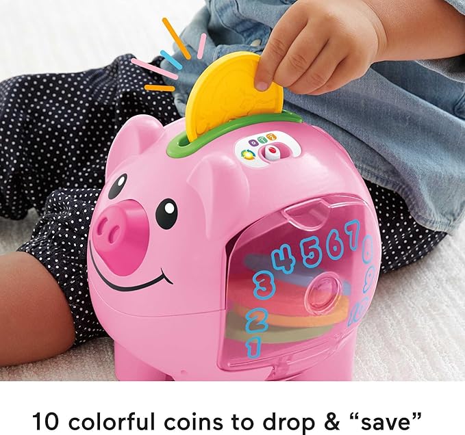 Fisher-Price Baby & Toddler Toy Laugh & Learn Smart Stages Piggy Bank with Educational Songs & Phrases for Infants Ages 6+ Months (Amazon Exclusive)