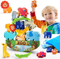 Wooden Animal Blocks Stacking Toy Kids Christmas Birthday Gifts for Boy Girl Age 3-7 Animals Montessori Toddler Toys 3 4 5 6 7 8 Year Old Boys Girls Educational Toys Fine Motor Balance Game