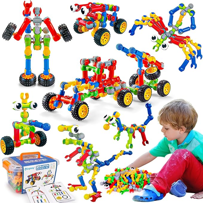 Kids STEM Building Toys for 3 4 5 6 7 8+ Year Old Boy Girl Birthday Gift, 125 Pcs Preschool Classroom Educational Building Blocks Stem Kits Activities Ages 3-5 4-8 5-7 6-8 Engineering Creative Games