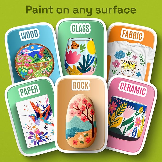 ARTISTRO 24 Acrylic Paint Markers for Rock, Fabric, Wood, Glass, Craft, Decoration - Dual-Tip Paint Pens - Stocking Stuffers, Christmas Gift Idea for Teens, Grandkids, Kids - Art Supplies