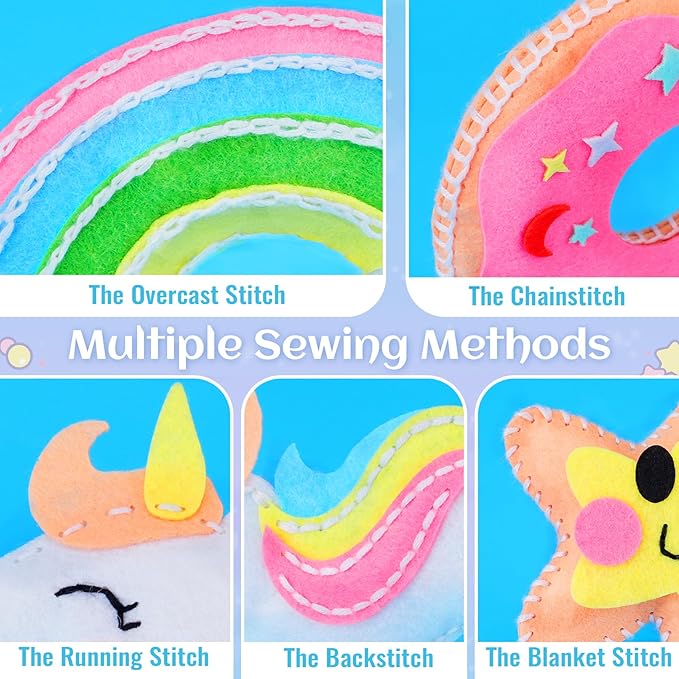 VERTOY Kids Crafts Sewing Kit for Girls - DIY Unicorn Toy Kits for Beginners, Birthday Gifts for Girls Age 6-8 8-12 Year Old, 5 Easy Projects