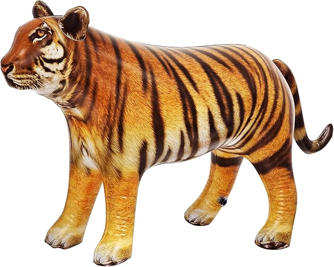 Jet Creations Tiger Inflatable 40"L x 20"H – Blow Up Animal Toy for Kids 3+ – Safari Party, Birthday, Holiday & Halloween Decor, Yard Display, Pool Play, VBS, Orange with Black Stripes, 1 PC
