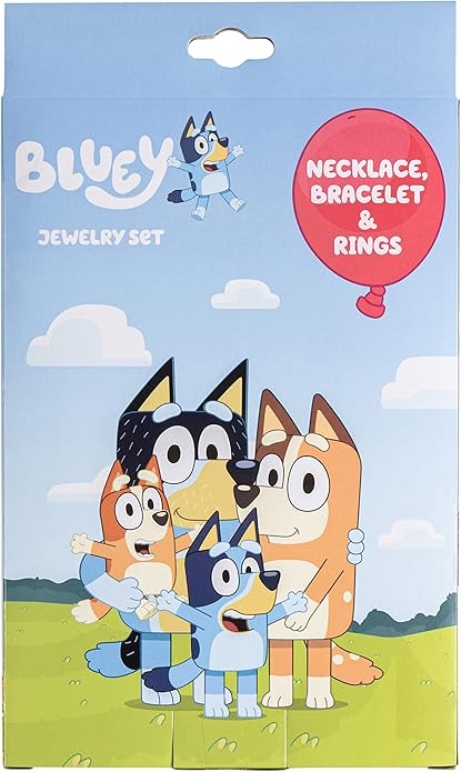 LUV HER Girls 4 Piece Costume Toy Jewelry Box Set with Silver Rings, Bead Bracelet and Necklace Ages 3+