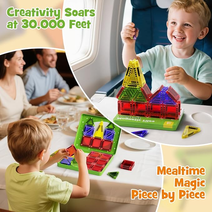 Magnetic Puzzle Travel Building Set, 26-Piece Mini Magnetic Blocks with Storage Tin Box, Preschool Learning Sensory Montessori Toy, Ideal Puzzle Birthday Gift for Boys and Girls Aged 3+