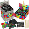 Mocoosy 400 Sheets Holographic Scratch Art Mini Notes for Kids, Glitter Rainbow Scratch Off Paper Arts Crafts Magic Scratch Note Cards Party Favor Supplies Goody Bag Stuffers Gift Box for Girls Boys