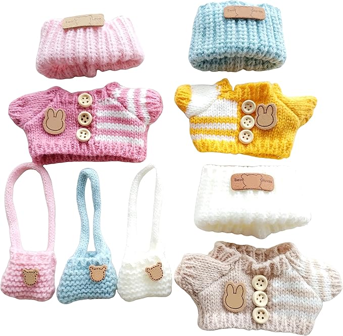 15cm & 17cm Doll Clothes Outfits Set - Premium Dress Up Bundle with Exquisite Accessories | Soft Fabric Fashion Doll Costume for 15-17cm Dolls (3set Yellow+Pink+Khaki)