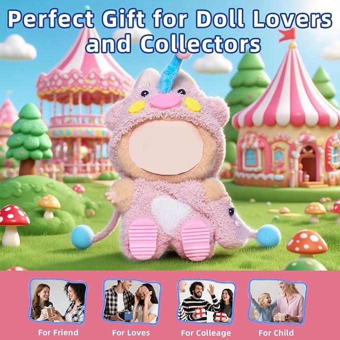 17cm Doll Clothes Set,4-Piece Adorable Outfits for Dolls-Stylish Accessaries Clothes Dress-Up Includes—Pig Hat+Pink Overalls+ Cute Bag+Shoes (Style J)