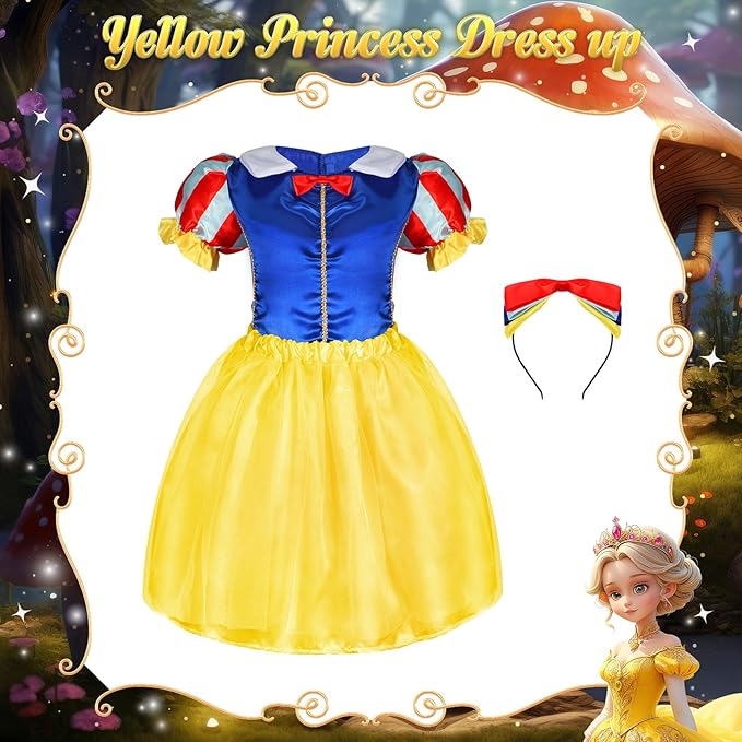 VGOFUN Princess Dress Up Clothes for Little Girls - Princess Dresses for Girls with Princess Toys Dress Up Costume Pretend Play Outfit Toddler Girls Gifts for Christmas Birthday Halloween Aged 3-6
