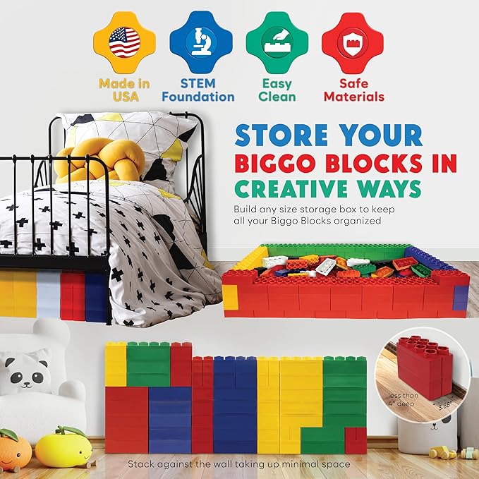 BiggoBlocks Large Building Blocks for Kids Ages 3-8 – 432 Piece Mega Set – Indoor & Outdoor STEM Toy for Boys & Girls