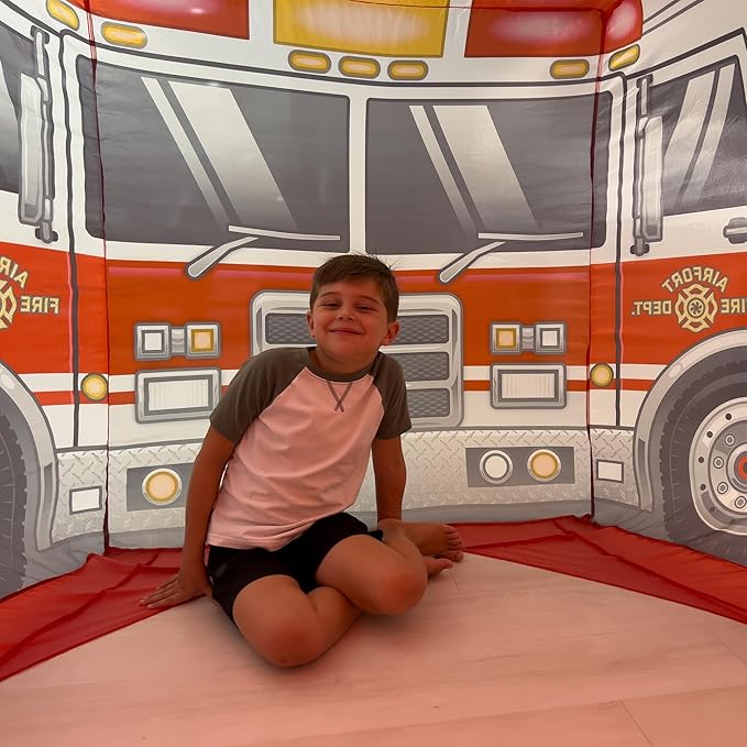 The Original Patented AirFort - Build A Fort in 30 Seconds, Inflatable Fort for Kids, Play Tent for 3-14 Years, A Playhouse Where Imagination Runs Wild, Fan not Included (Firetruck)