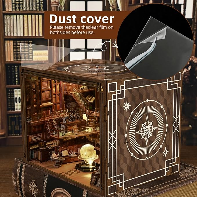 Book Nook Kit, DIY Miniature Dollhouse Booknook Kit with Led Light and Dust Cover (Beyond Library Max)