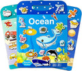 3 Pack Reusable Sticker Books for Kids, Waterproof Puffy Stickers - Match The Shape and DIY Scene, Toddler Travel Essential Quiet Time Activities Toys - Ocean, Vehicles and Space (2-6 Age)