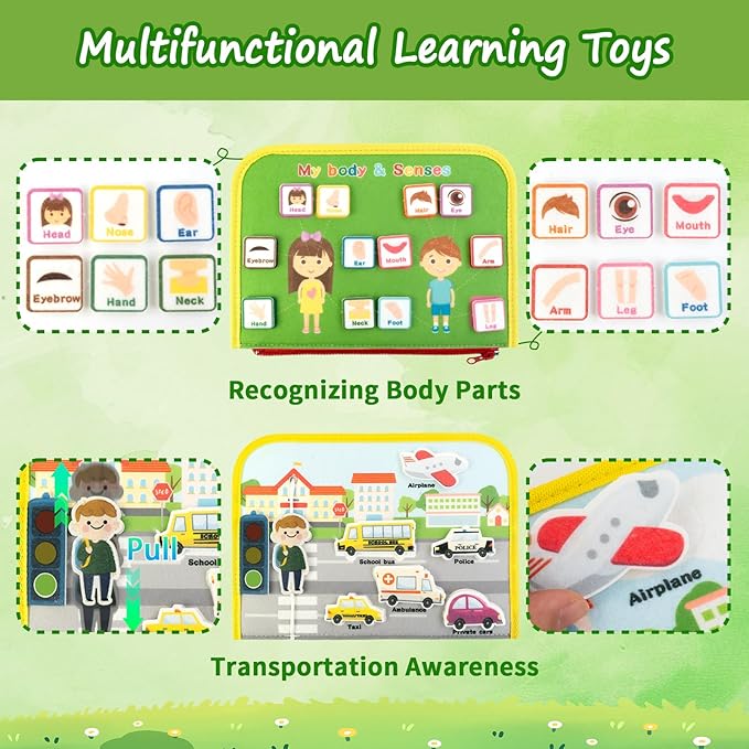 Toddler Busy Board, Farm Busy Book Montessori Toys for 1 2 3 4 Year Old, Sensory Board Preschool Learning Toy Activity Books Birthday for Girls Boys, Travel Toys for Airplane Car