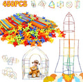 Creative Straw STEM Building Toys 450Pcs Aged for 3-5 5-7 Preschool Kids Constructor Toy Thin Tube Toy DIY Educational Interlocking Plastic Engineering Toys Kit for Boys and Girls