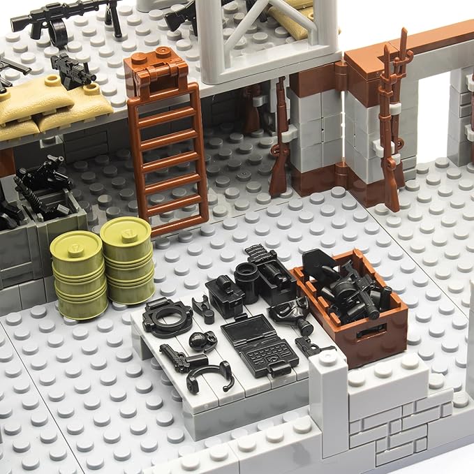 500+ Pcs Military Base Building Brick Sets Include Defence Base Guard Tower for Army Mini Figures, Weapon Pack Accessories Kits Toys, Guns Weapons Building Block Toy for Kids