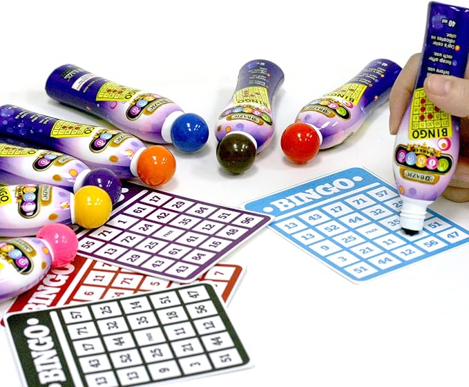 BAZIC Products Bingo Dot Marker 40 ml Assorted Color, Non Toxic Water Based Washable Markers, Stamper Paint Kit for Game Kids Crafting Painting, 24-Pack