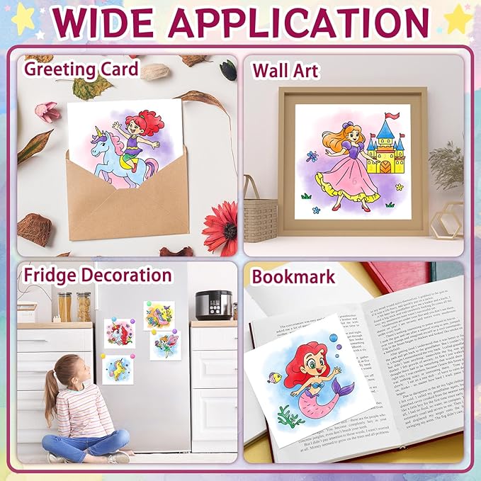 Paint with Water Coloring Books for Kids,Unicorn Theme Mess Free Watercolor Painting Papers Sets for Toddlers,Water Color Paint Kit,Art Craft Birthday Gift for Ages 1-3, 4-8