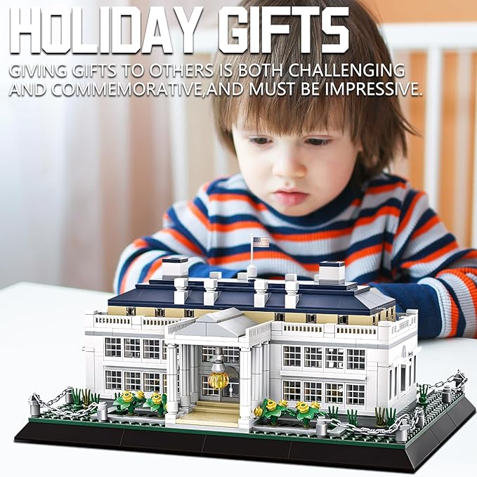 White House Model Building Block Sets Washington DC Architecture Building Kits World Famous Landmark Series Architecture Model Toys Gift for Adults Kids Teens 894 Pieces