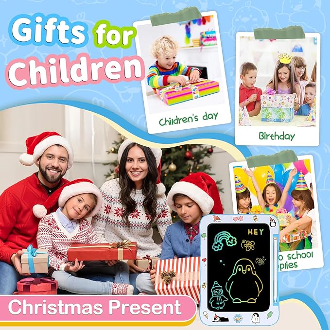 LCD Writing Tablet for Kids, Colorful Screen Drawing Board for 3-7 Year Old Boys & Girls - Educational Toys for Birthday & Christmas (Penguin)